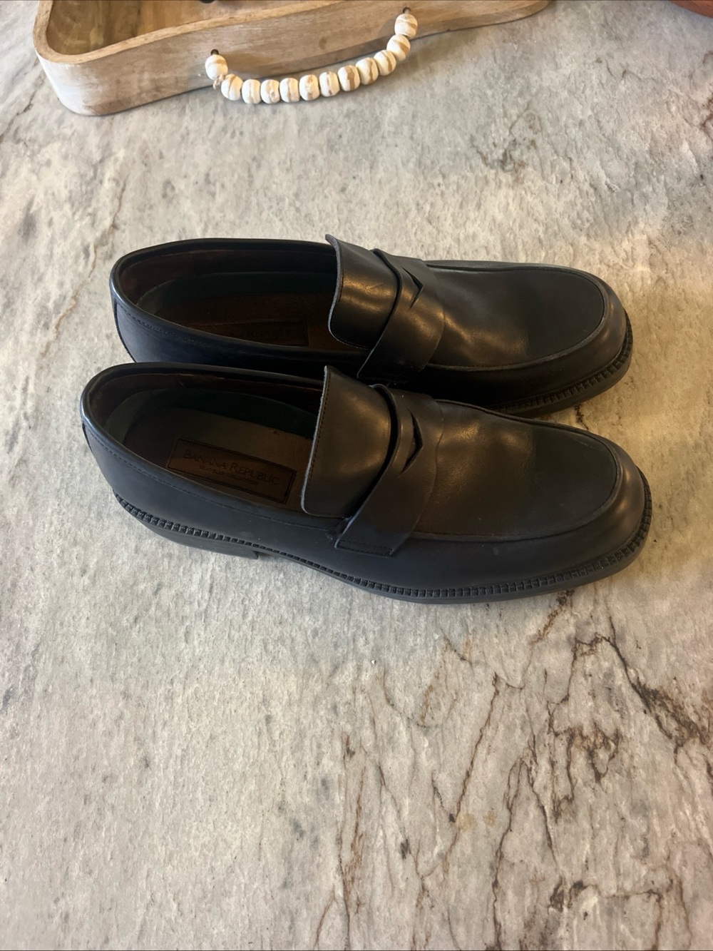 Banana Republic Black Leather Penny Loafers